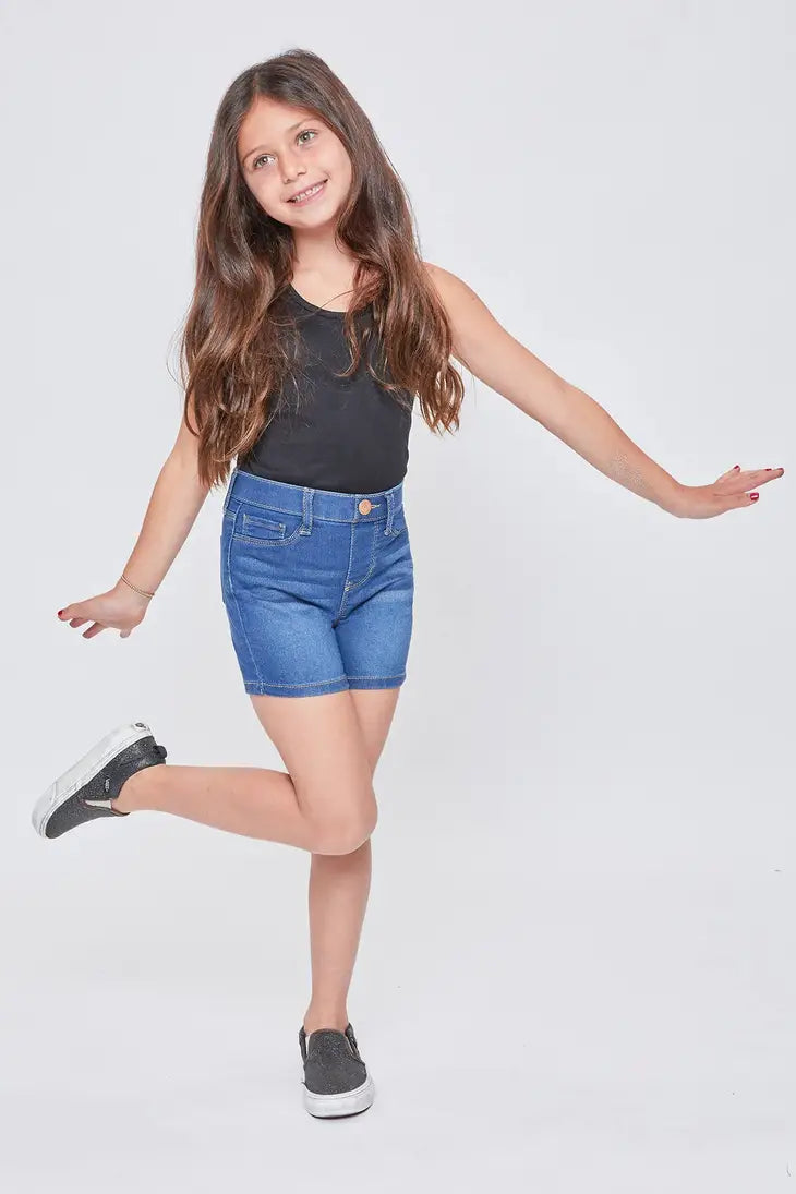 Premium Mid-Rise Pull-On Denim Shorts | Ultimate Comfort Medium Wash