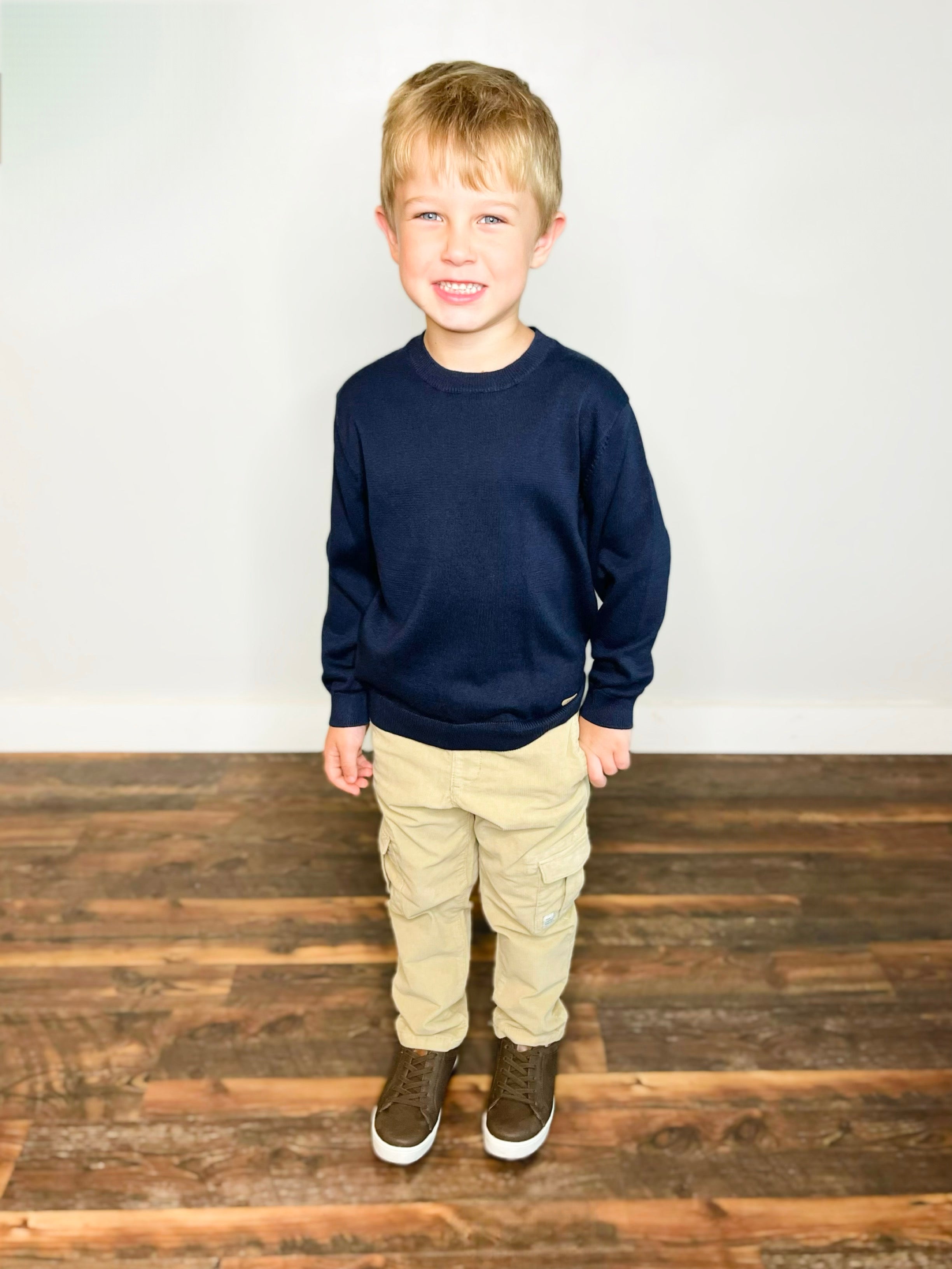 Premium Cotton Knit Sweater | Classic Navy Style