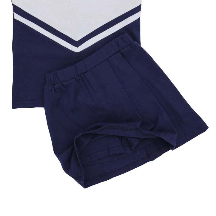 Premium Cheer Uniform Skort Set | Navy & White | Ultimate Game Day Outfit