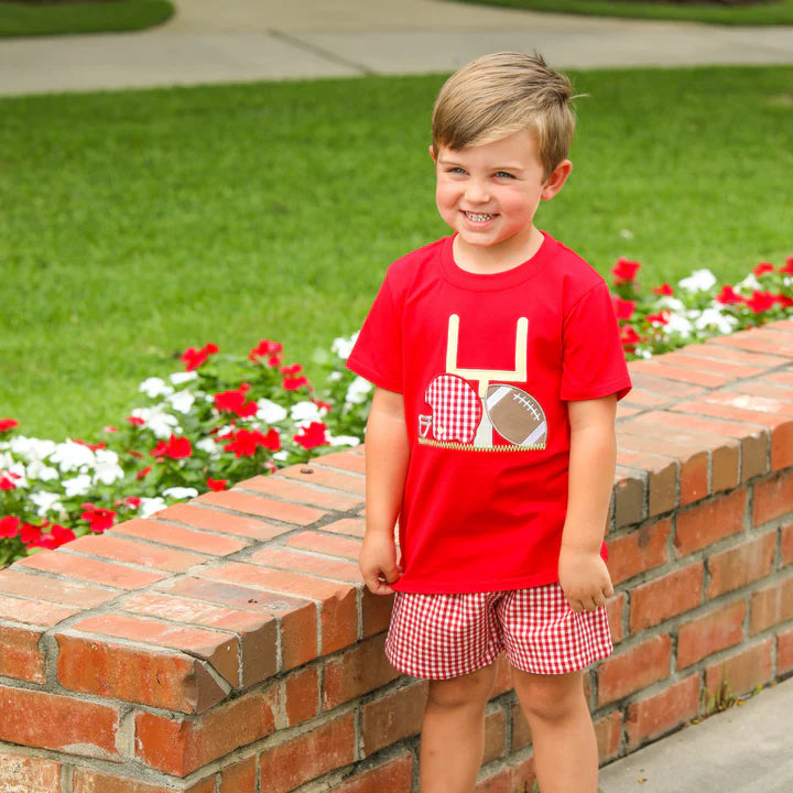 Premium Touchdown Applique Tee - Red | Ultimate Comfort & Style