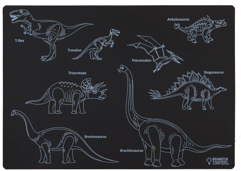 Ultimate Dinosaur Chalkboard Placemat Set with Premium Crayons