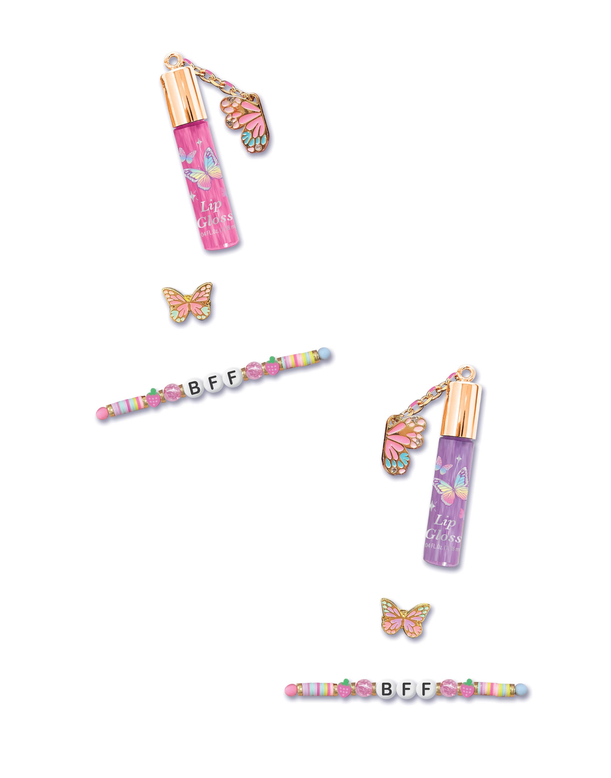 Premium Best Friends Beauty Set: Tie Dye Butterfly Charm Collection