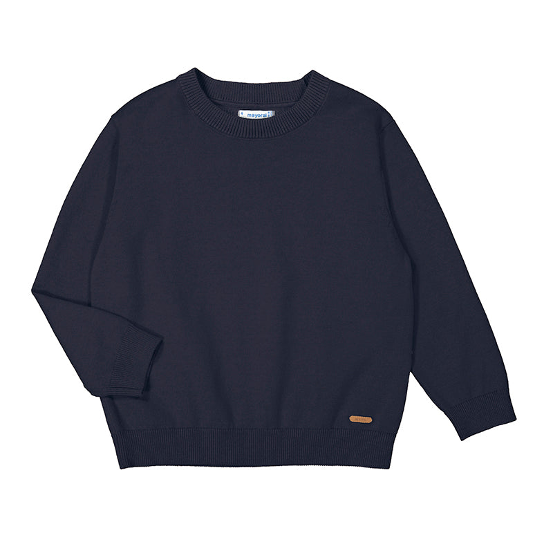 Premium Cotton Knit Sweater | Classic Navy Style