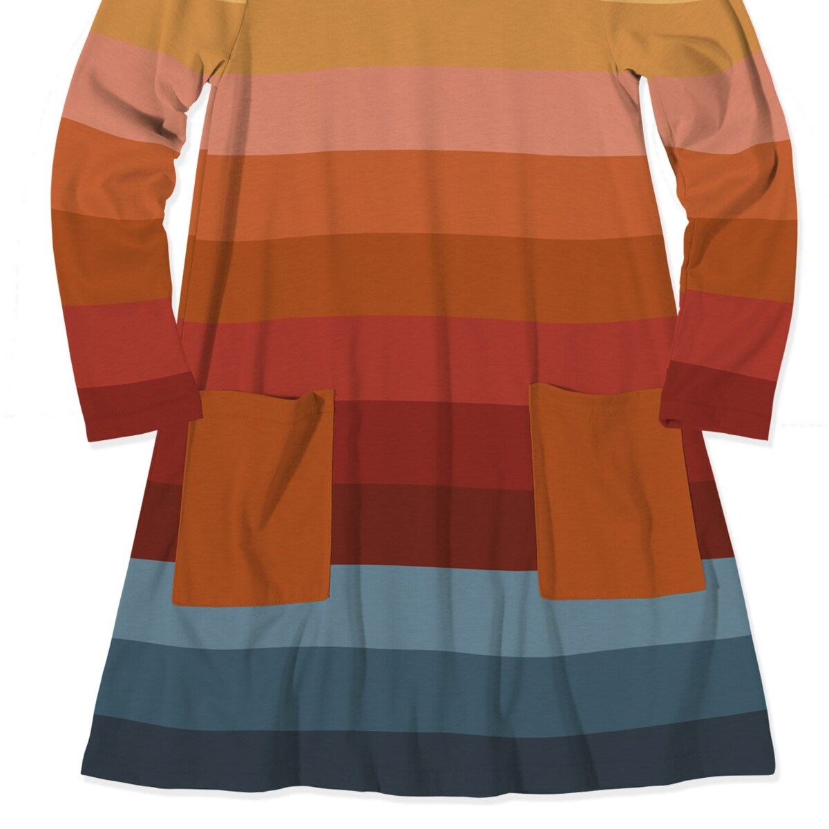 Premium Mustard & Burnt Orange Striped Pocket Dress - Sunshine Swing Collection