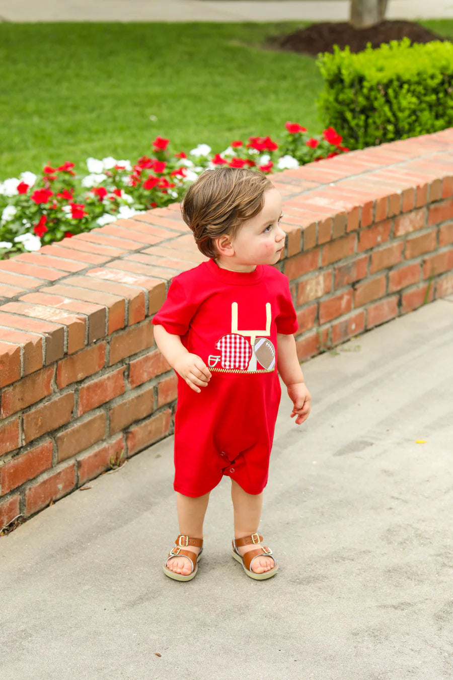 Premium TouchDown Romper - Ultimate Summer Red