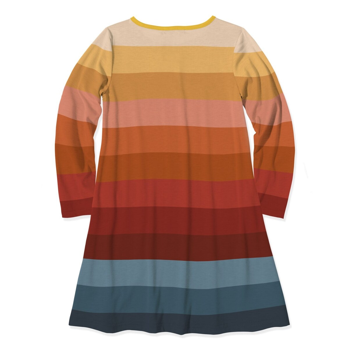 Premium Mustard & Burnt Orange Striped Pocket Dress - Sunshine Swing Collection