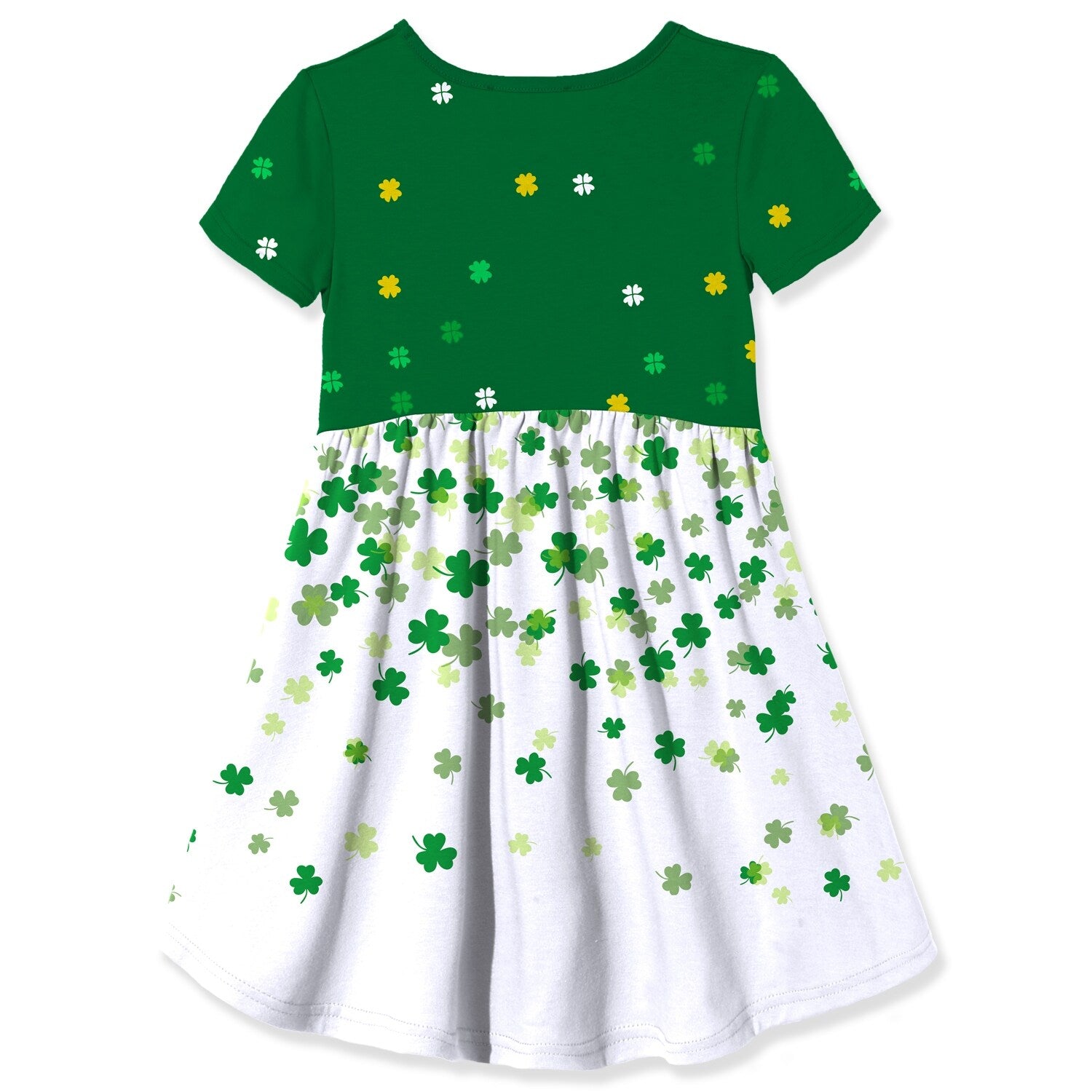 Premium Green & White Clover A-Line Dress - Ultimate Comfort & Style