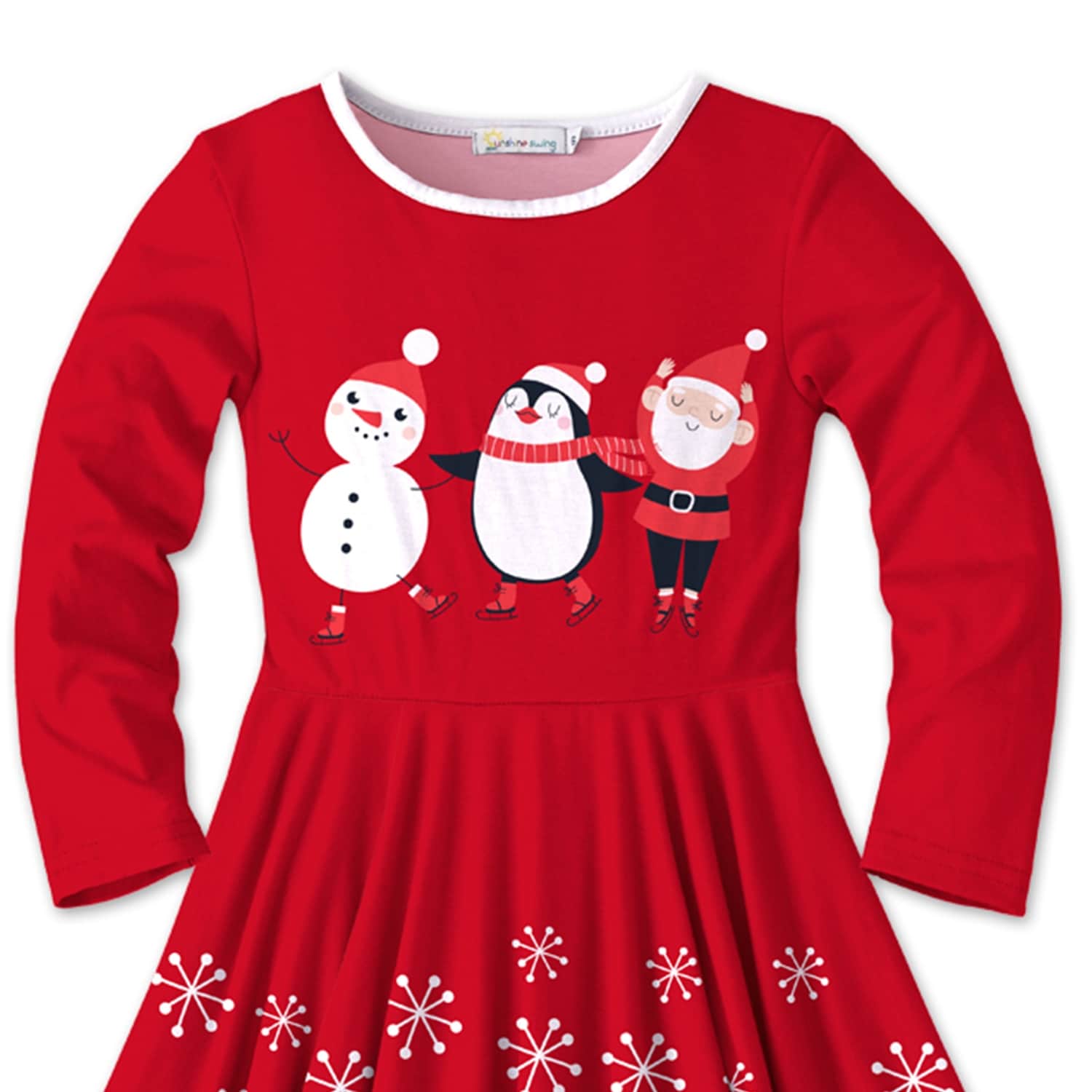 Premium Red & White Snowman Print Handkerchief Dress - Ultimate Holiday Style