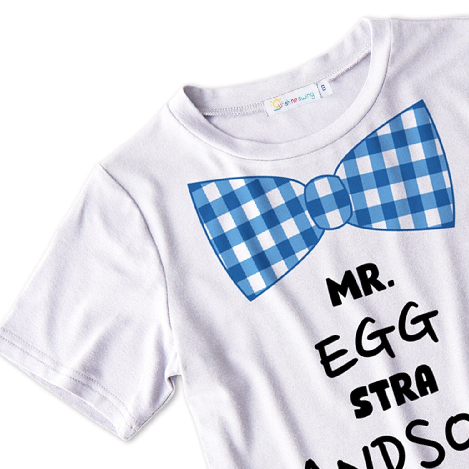 Premium White & Blue Plaid Bow Short-Sleeve T-Shirt - Ultimate Comfort & Style