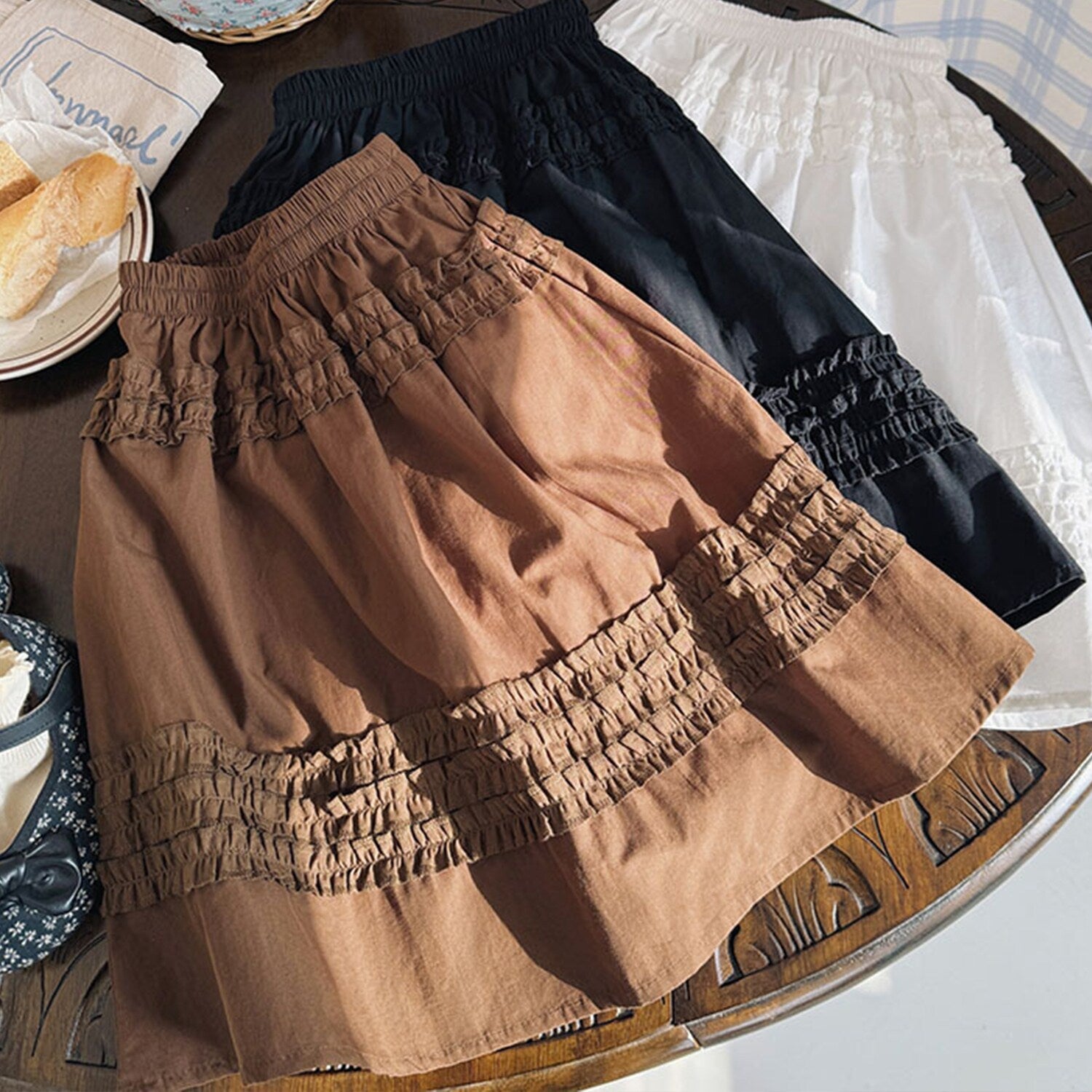 Premium Brown Ruffle-Accent Skirt - Ultimate Comfort & Style